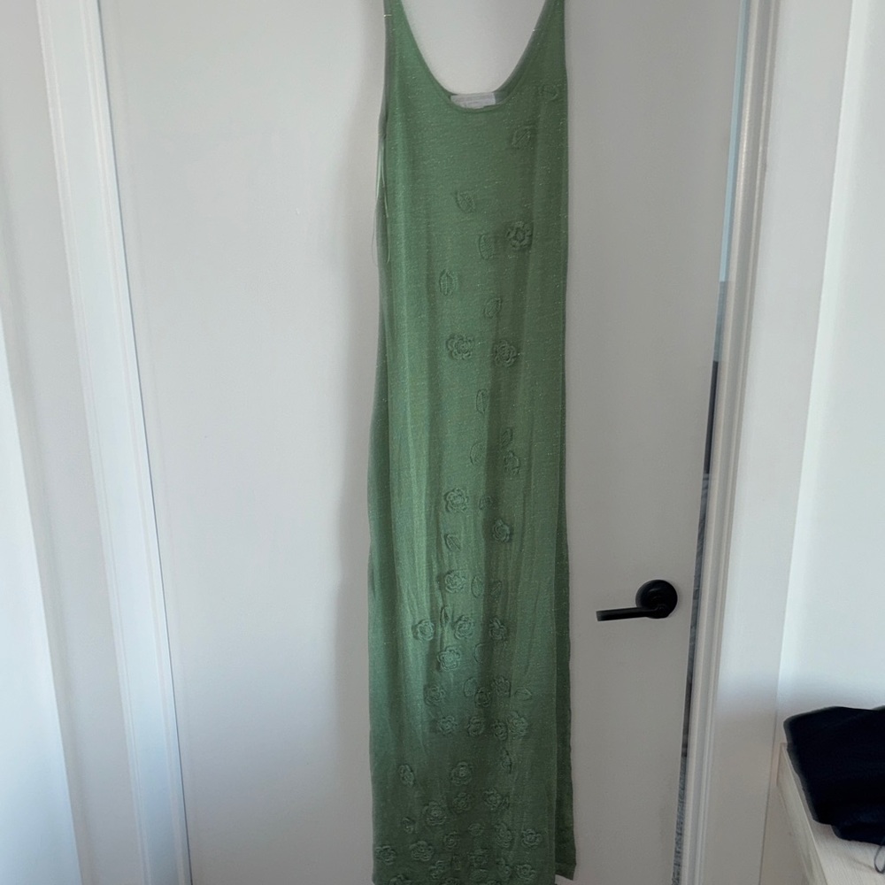 Caroline Constas green sparkles knit flower dress size large